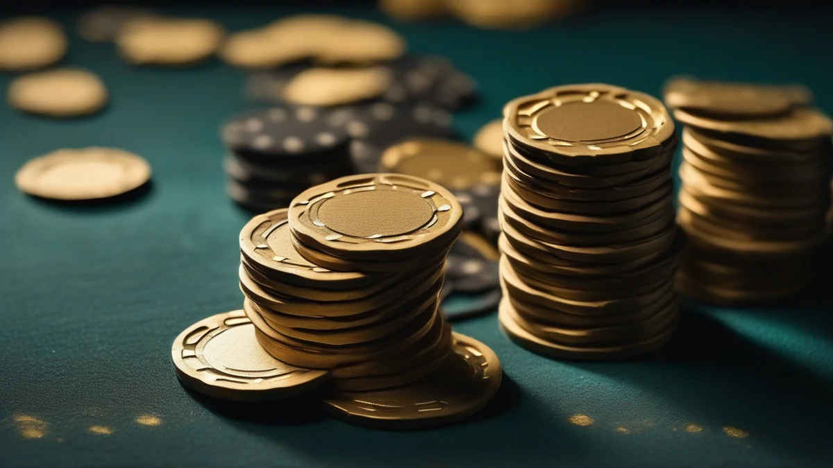 Gold casino chips representing King Exchange ID deposits and payouts